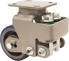 Hamilton - 5" Diam x 2" Wide, Polyurethane Mold on to Cast Iron Center Swivel Caster - 840 Lb Capacity, Top Plate Mount, 4" x 5" Plate, Sealed Precision Ball Bearing Bearing - Eagle Tool & Supply