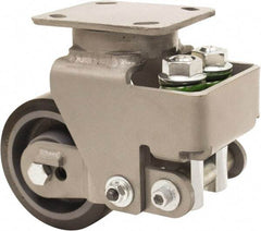 Hamilton - 5" Diam x 2" Wide, Polyurethane Mold on to Cast Iron Center Swivel Caster - 1,315 Lb Capacity, Top Plate Mount, 4" x 5" Plate, Sealed Precision Ball Bearing Bearing - Eagle Tool & Supply