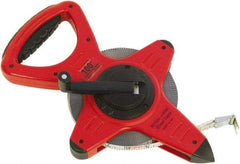 CST/berger - 100' x 1/2" White Fiberglass Blade Tape Measure - 1/8" Graduation, Red/Black Steel Case - Eagle Tool & Supply