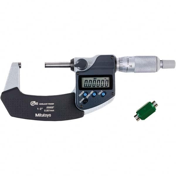 Mitutoyo - Electronic Outside Micrometers Type: Coolant-proof Minimum Measurement (Decimal Inch): 1.0000 - Eagle Tool & Supply