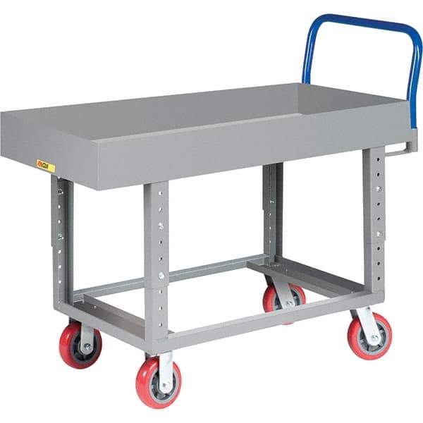 Little Giant - 2,000 Lb Capacity Steel Platform Truck - Steel Deck, 24" OAW, 61-1/2" Platform Length, Polyurethane Casters - Eagle Tool & Supply