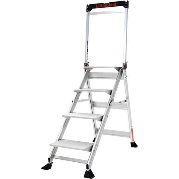 Little Giant Ladder - 4 Steps, 4' High, Type IAA Rating, Aluminum Step Stand - 375 Lb Capacity, 21-1/2" Base Width - Eagle Tool & Supply