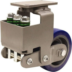 Hamilton - 8" Diam x 3" Wide, Polyurethane Mold on to Cast Iron Center Swivel Caster - 2,700 Lb Capacity, Top Plate Mount, 4-1/2" x 6-1/2" Plate, Sealed Precision Ball Bearing Bearing - Eagle Tool & Supply