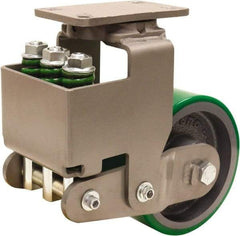 Hamilton - 6" Diam x 3" Wide, Polyurethane Mold on to Cast Iron Center Swivel Caster - 3,145 Lb Capacity, Top Plate Mount, 4-1/2" x 6-1/2" Plate, Sealed Precision Ball Bearing Bearing - Eagle Tool & Supply