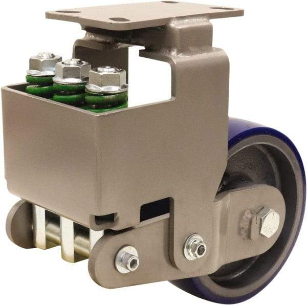 Hamilton - 8" Diam x 3" Wide, Polyurethane Mold on to Cast Iron Center Rigid Caster - 2,000 Lb Capacity, Top Plate Mount, 4-1/2" x 6-1/2" Plate, Sealed Precision Ball Bearing Bearing - Eagle Tool & Supply