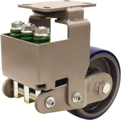 Hamilton - 8" Diam x 3" Wide, Polyurethane Mold on to Cast Iron Center Rigid Caster - 2,000 Lb Capacity, Top Plate Mount, 4-1/2" x 6-1/2" Plate, Sealed Precision Ball Bearing Bearing - Eagle Tool & Supply