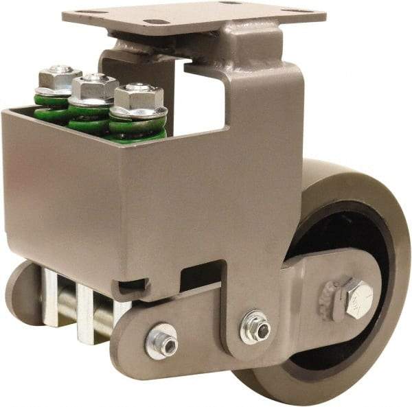 Hamilton - 8" Diam x 3" Wide, Polyurethane Mold on to Cast Iron Center Rigid Caster - 3,145 Lb Capacity, Top Plate Mount, 4-1/2" x 6-1/2" Plate, Sealed Precision Ball Bearing Bearing - Eagle Tool & Supply