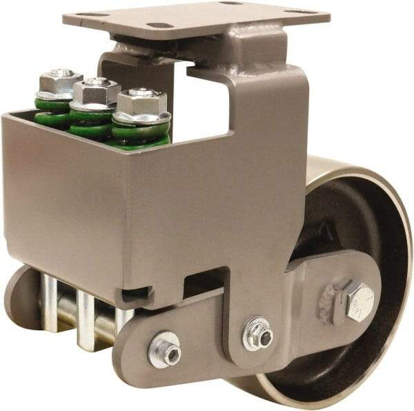 Hamilton - 8" Diam x 3" Wide, Drop Forged Steel Rigid Caster - 3,145 Lb Capacity, Top Plate Mount, 4-1/2" x 6-1/2" Plate, Sealed Precision Ball Bearing Bearing - Eagle Tool & Supply