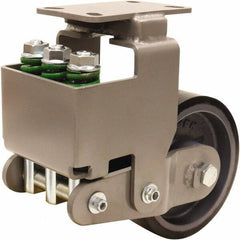 Hamilton - 8" Diam x 3" Wide, Polyurethane Mold on to Cast Iron Center Rigid Caster - 3,145 Lb Capacity, Top Plate Mount, 4-1/2" x 6-1/2" Plate, Sealed Precision Ball Bearing Bearing - Eagle Tool & Supply
