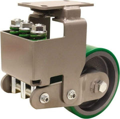 Hamilton - 8" Diam x 3" Wide, Polyurethane Mold on to Cast Iron Center Rigid Caster - 3,145 Lb Capacity, Top Plate Mount, 4-1/2" x 6-1/2" Plate, Sealed Precision Ball Bearing Bearing - Eagle Tool & Supply