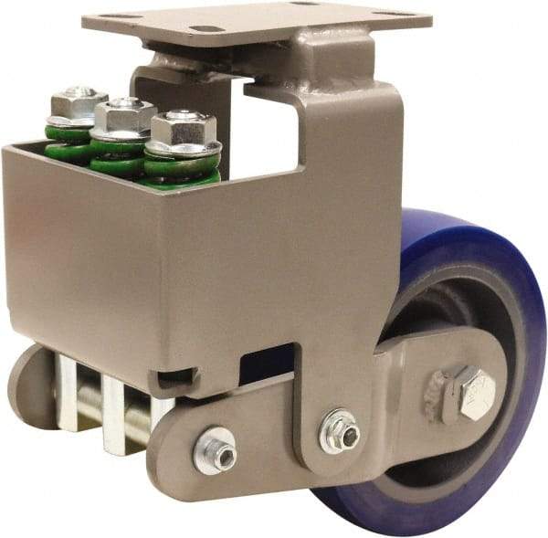 Hamilton - 8" Diam x 3" Wide, Polyurethane Mold on to Cast Iron Center Rigid Caster - 2,700 Lb Capacity, Top Plate Mount, 4-1/2" x 6-1/2" Plate, Sealed Precision Ball Bearing Bearing - Eagle Tool & Supply