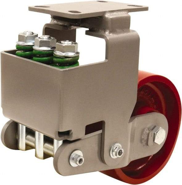 Hamilton - 8" Diam x 3" Wide, Cast Iron Rigid Caster - 2,600 Lb Capacity, Top Plate Mount, 4-1/2" x 6-1/2" Plate, Sealed Precision Ball Bearing Bearing - Eagle Tool & Supply