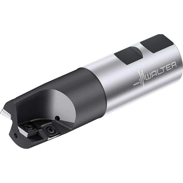 Walter - 25mm Cut Diam, 13.3mm Max Depth of Cut, 25mm Shank Diam, 100mm OAL, Indexable Square Shoulder End Mill - Weldon Shank, 0° Lead Angle, Through Coolant, Series M4792-W - Eagle Tool & Supply