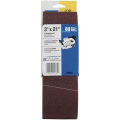 Norton - 3" Wide x 21" OAL, 80 Grit, Aluminum Oxide Abrasive Belt - Eagle Tool & Supply