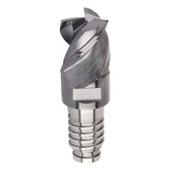 Kennametal - 12mm Diam, 9mm LOC, 3 Flute, 0.4mm Corner Radius End Mill Head - Solid Carbide, AlTiN Finish, Duo-Lock 12 Connection, Spiral Flute, 42, 45 & 48° Helix, Centercutting - Eagle Tool & Supply