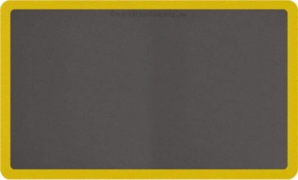 Smart Step - 5' Long x 3' Wide, Dry Environment, Anti-Fatigue Matting - Gray with Yellow Borders, Urethane with Urethane Sponge Base, Beveled on All 4 Sides - Eagle Tool & Supply