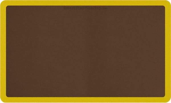Smart Step - 5' Long x 3' Wide, Dry Environment, Anti-Fatigue Matting - Brown with Yellow Borders, Urethane with Urethane Sponge Base, Beveled on All 4 Sides - Eagle Tool & Supply