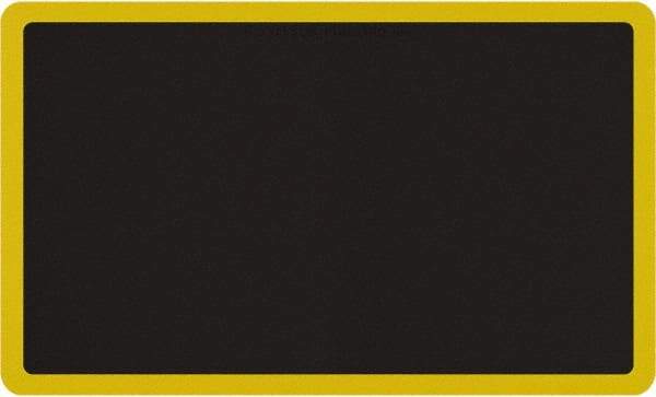 Smart Step - 5' Long x 3' Wide, Dry Environment, Anti-Fatigue Matting - Black with Yellow Borders, Urethane with Urethane Sponge Base, Beveled on All 4 Sides - Eagle Tool & Supply