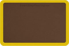 Smart Step - 3' Long x 2' Wide, Dry Environment, Anti-Fatigue Matting - Brown with Yellow Borders, Urethane with Urethane Sponge Base, Beveled on All 4 Sides - Eagle Tool & Supply