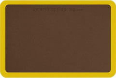 Smart Step - 3' Long x 2' Wide, Dry Environment, Anti-Fatigue Matting - Brown with Yellow Borders, Urethane with Urethane Sponge Base, Beveled on All 4 Sides - Eagle Tool & Supply