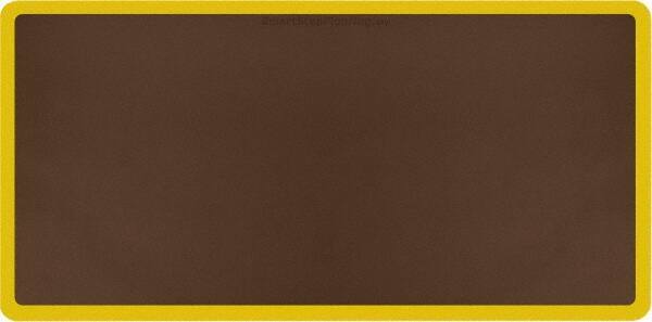 Smart Step - 6' Long x 3' Wide, Dry Environment, Anti-Fatigue Matting - Brown with Yellow Borders, Urethane with Urethane Sponge Base, Beveled on All 4 Sides - Eagle Tool & Supply