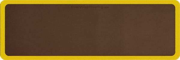 Smart Step - 6' Long x 2' Wide, Dry Environment, Anti-Fatigue Matting - Brown with Yellow Borders, Urethane with Urethane Sponge Base, Beveled on All 4 Sides - Eagle Tool & Supply