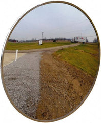 PRO-SAFE - Indoor/Outdoor Round Convex Safety, Traffic & Inspection Mirrors - Acrylic Lens, Plastic Backing, 36" Diam x 38" High - Eagle Tool & Supply