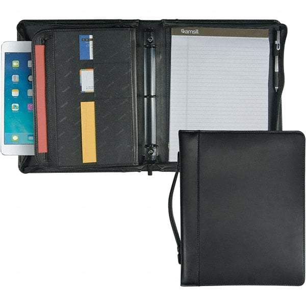 Samsill - 13-1/2" Long x 11" Wide Leatherette Two-Pocket Portfolios - Black - Eagle Tool & Supply