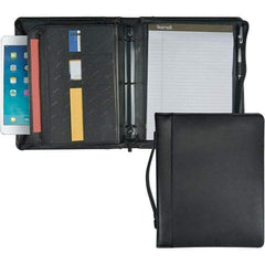 Samsill - 13-1/2" Long x 11" Wide Leatherette Two-Pocket Portfolios - Black - Eagle Tool & Supply