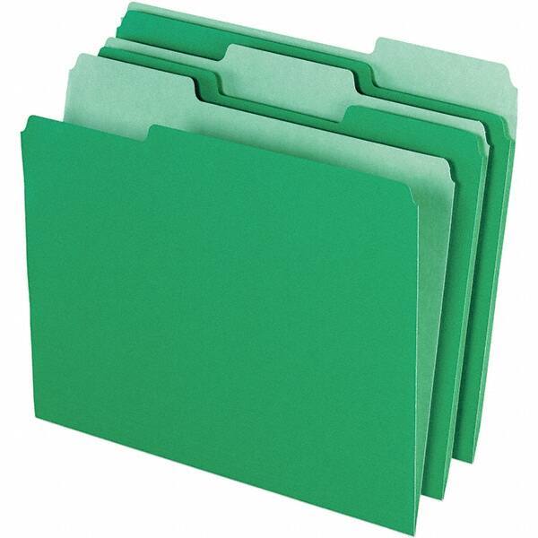 Pendaflex - 11-5/8 x 9-1/2", Letter Size, Green/Light Green, File Folders with Top Tab - 11 Point Stock, Assorted Tab Cut Location - Eagle Tool & Supply