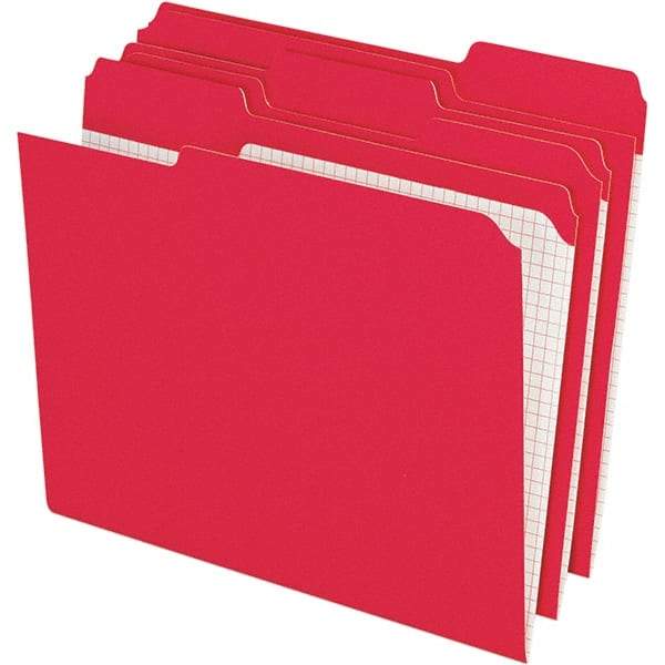 Pendaflex - 11-5/8 x 9-1/2", Letter Size, Red, File Folders with Top Tab - 11 Point Stock, Assorted Tab Cut Location - Eagle Tool & Supply
