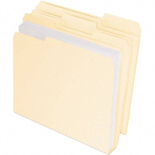 Pendaflex - 11-5/8 x 9-1/2", Letter Size, Manila, File Folders with Top Tab - 11 Point Stock, Assorted Tab Cut Location - Eagle Tool & Supply