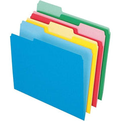 Pendaflex - 11-5/8 x 9-1/2", Letter Size, Assorted Colors, File Folders with Top Tab - 11 Point Stock, Assorted Tab Cut Location - Eagle Tool & Supply