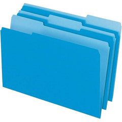Pendaflex - 14-5/8 x 9-1/2", Legal, Blue/Light Blue, File Folders with Top Tab - 11 Point Stock, Assorted Tab Cut Location - Eagle Tool & Supply