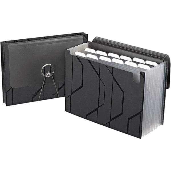 Pendaflex - 11-3/4 x 9-1/2", Letter Size, Black, Expandable File Folders with Elastic Cord Closure - 1/6 Tab Cut Location - Eagle Tool & Supply