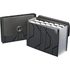 Pendaflex - 11-3/4 x 9-1/2", Letter Size, Black, Expandable File Folders with Elastic Cord Closure - 1/6 Tab Cut Location - Eagle Tool & Supply