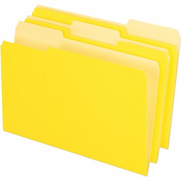 Pendaflex - 14-5/8 x 9-3/16", Legal, Yellow, File Folders with Top Tab - 11 Point Stock, Assorted Tab Cut Location - Eagle Tool & Supply