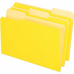 Pendaflex - 14-5/8 x 9-3/16", Legal, Yellow, File Folders with Top Tab - 11 Point Stock, Assorted Tab Cut Location - Eagle Tool & Supply