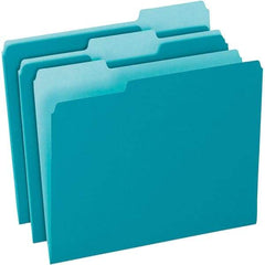 Pendaflex - 11-5/8 x 9-1/2", Letter Size, Teal, File Folders with Top Tab - 11 Point Stock, Assorted Tab Cut Location - Eagle Tool & Supply