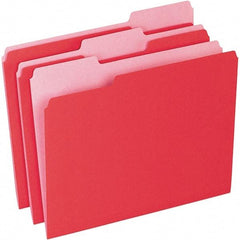 Pendaflex - 11-5/8 x 9-1/2", Letter Size, Red/Light Red, File Folders with Top Tab - 11 Point Stock, Assorted Tab Cut Location - Eagle Tool & Supply