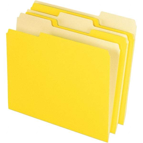 Pendaflex - 11-5/8 x 9-1/2", Letter Size, Yellow, File Folders with Top Tab - 11 Point Stock, Assorted Tab Cut Location - Eagle Tool & Supply