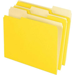 Pendaflex - 11-5/8 x 9-1/2", Letter Size, Yellow, File Folders with Top Tab - 11 Point Stock, Assorted Tab Cut Location - Eagle Tool & Supply