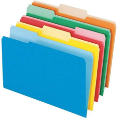Pendaflex - 14-5/8 x 9-3/16", Legal, Assorted Colors, File Folders with Top Tab - 11 Point Stock, Assorted Tab Cut Location - Eagle Tool & Supply