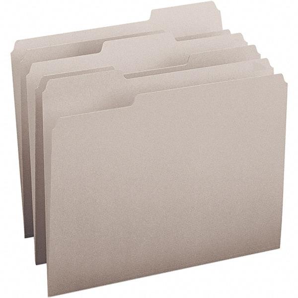 SMEAD - 11-5/8 x 9-1/2", Letter Size, Gray, File Folders with Top Tab - 11 Point Stock, Assorted Tab Cut Location - Eagle Tool & Supply