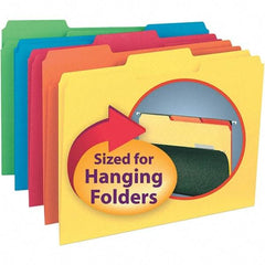 SMEAD - 11-5/8 x 9-3/16", Letter Size, Assorted Colors, File Folders with Top Tab - 11 Point Stock, Assorted Tab Cut Location - Eagle Tool & Supply