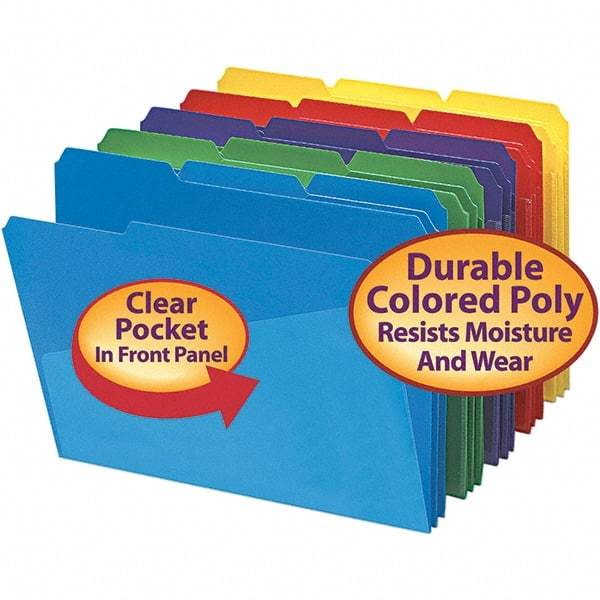 SMEAD - 11-5/8 x 9-1/2", Letter Size, Assorted Colors, File Folders with Top Tab - Assorted Tab Cut Location - Eagle Tool & Supply