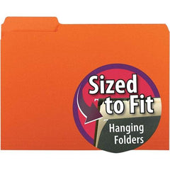 SMEAD - 11-5/8 x 9-3/16", Letter Size, Orange, File Folders with Top Tab - 11 Point Stock, Assorted Tab Cut Location - Eagle Tool & Supply