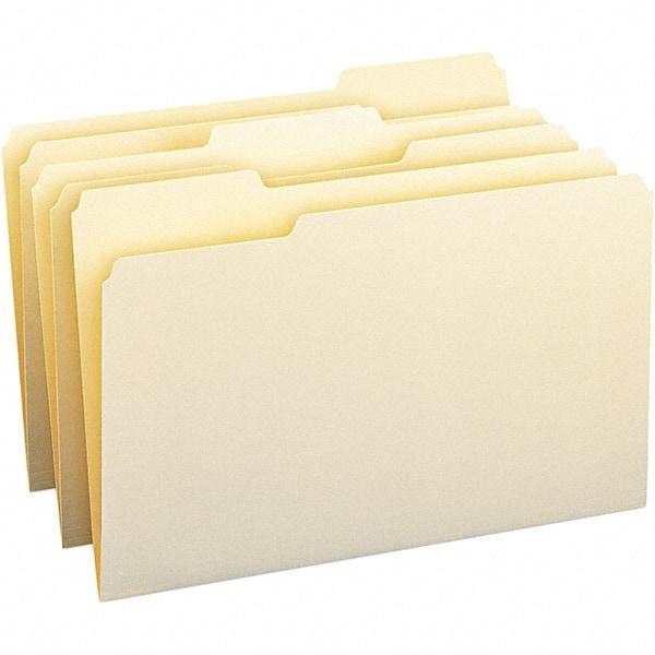 SMEAD - 14-3/4 x 9-1/2", Legal, Manila, File Folders with Top Tab - 11 Point Stock, Assorted Tab Cut Location - Eagle Tool & Supply