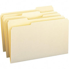 SMEAD - 14-3/4 x 9-1/2", Legal, Manila, File Folders with Top Tab - 11 Point Stock, Assorted Tab Cut Location - Eagle Tool & Supply
