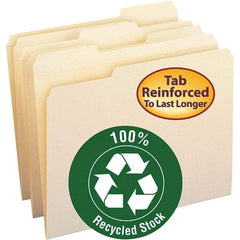SMEAD - 11-5/8 x 9-1/2", Letter Size, Manila, File Folders with Top Tab - 11 Point Stock, Assorted Tab Cut Location - Eagle Tool & Supply